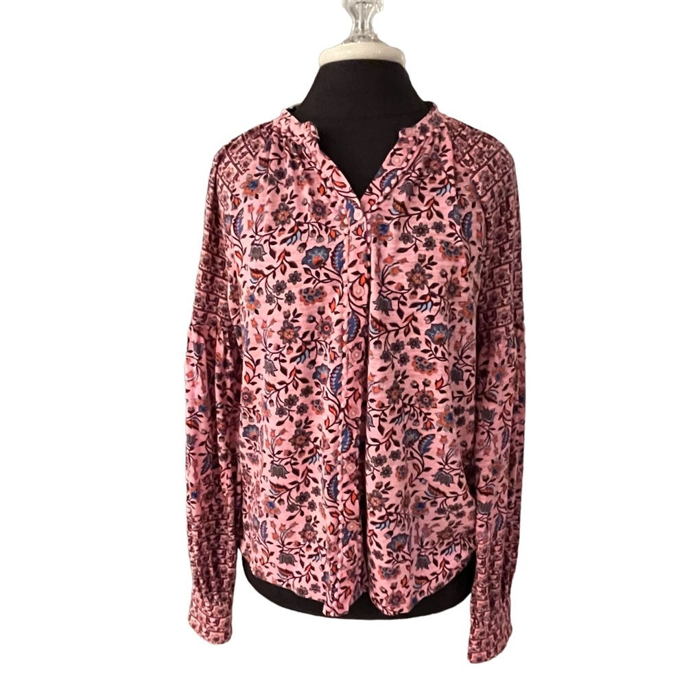 Boden Floral Boho Peasant Top Cotton Jersey  10